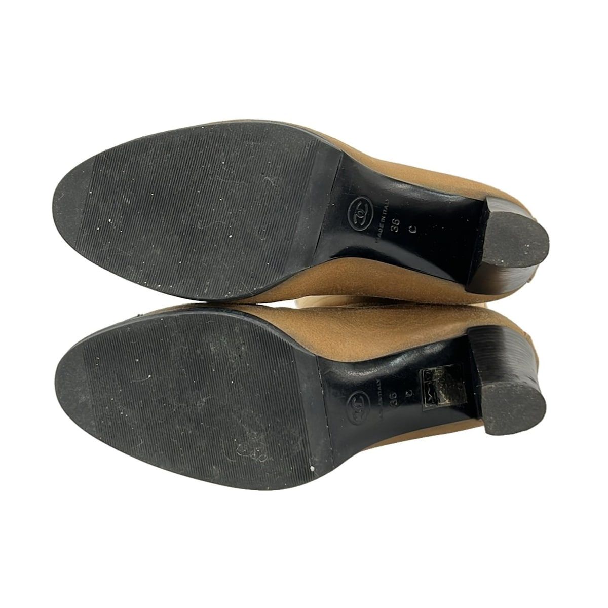 CHANEL(シャネル) ロングブーツ 36 C レディース ベージュ×黒 アウト