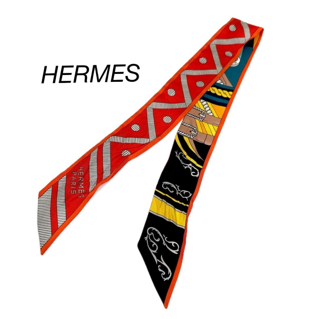 HERMES エルメス ベルリンヌ馬車に乗って ツイリー リボンスカーフ