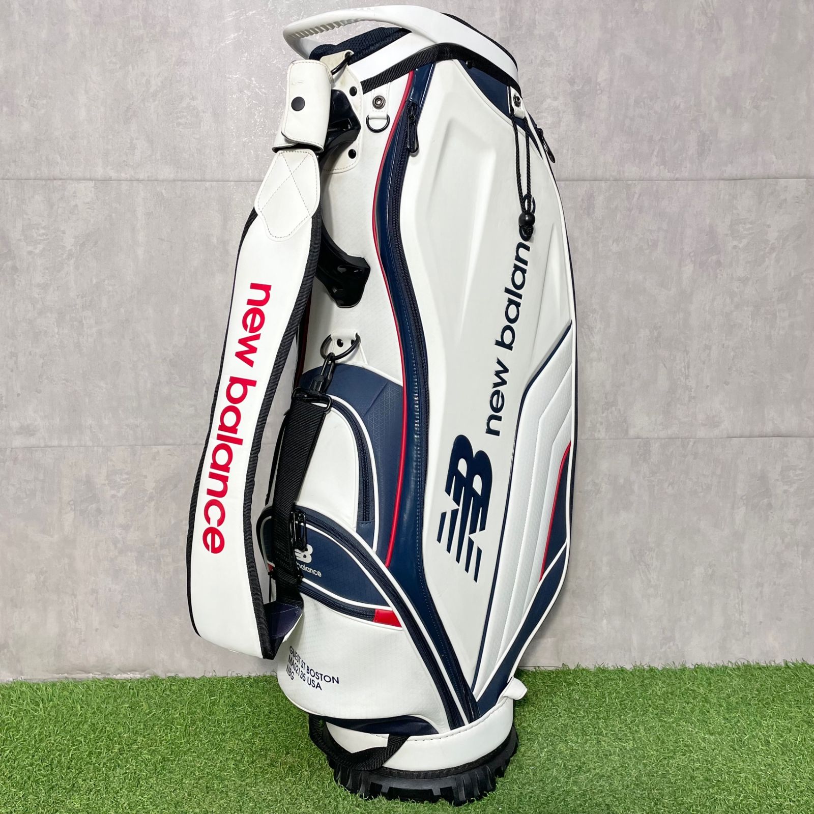  NEW BALANCE ニューバランス キャディバッグ ゴルフバッグ ホワイト 9 5型 約3 6kg 46インチ対応 キャディバック ウォームアップウェア ゴルフバッグ キャディバッグ ゴルフ