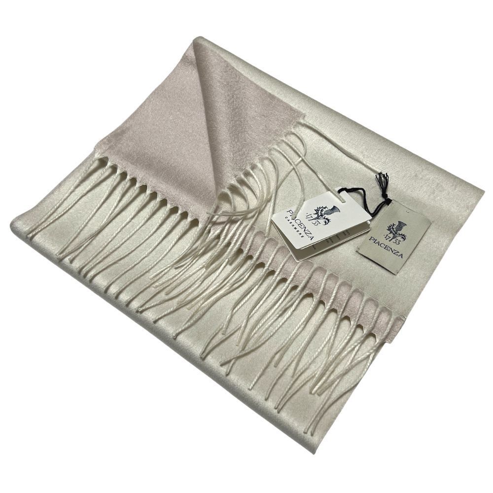 PIACENZA ピアチェンツァ マフラー アイボリー×ライトベージュ ダブルフェイス シルクカシミヤ プレゼント ギフト バレンタイン