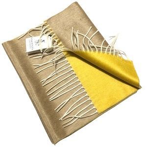 PIACENZA ピアチェンツァ マフラー イエロー×ベージュ ダブルフェイス シルクカシミヤ プレゼント ギフト バレンタイン マフラー 小物 メンズ