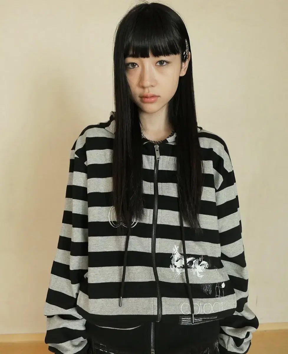 コロシンステディガール フーデッドジップアップ ストライプ