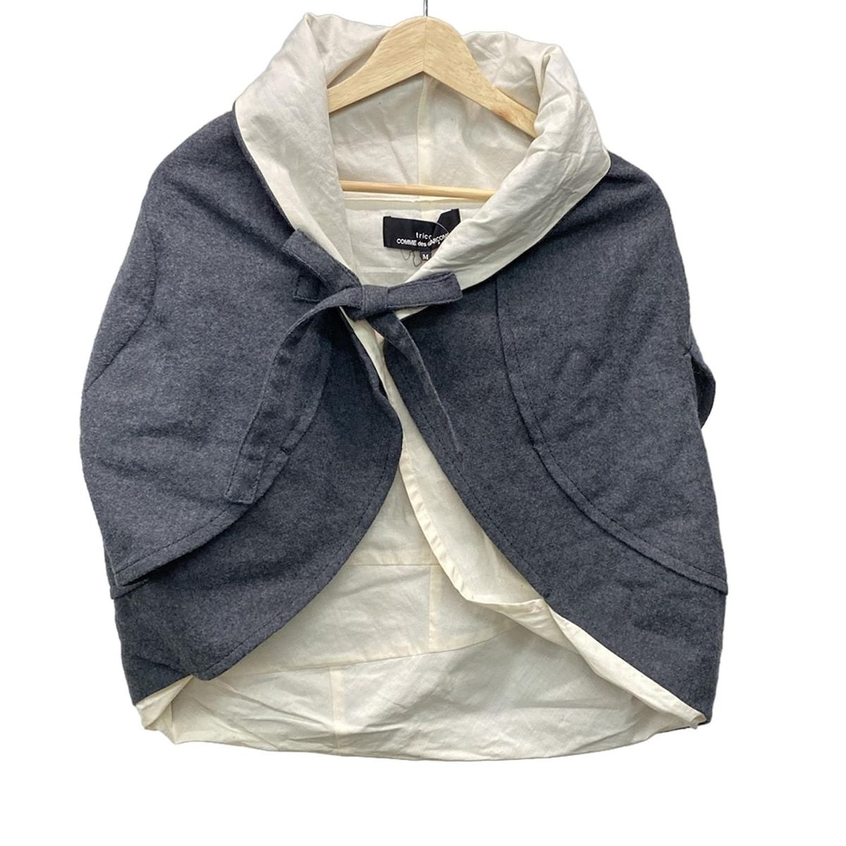 tricot COMMEdesGARCONS トリココムデギャルソン ポンチョ サイズM レディース - ダークグレー×アイボリー 秋 冬