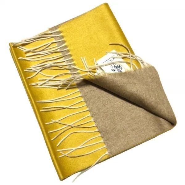 PIACENZA ピアチェンツァ マフラー イエロー ベージュ ダブルフェイス シルクカシミヤ プレゼント ギフト バレンタイン