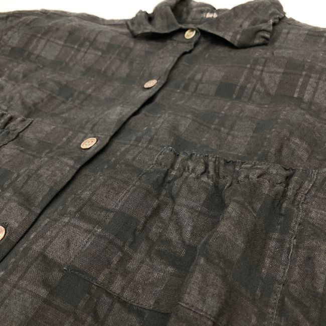 Y's for living チェックブラウス 長袖 トップス リネン フルボタン