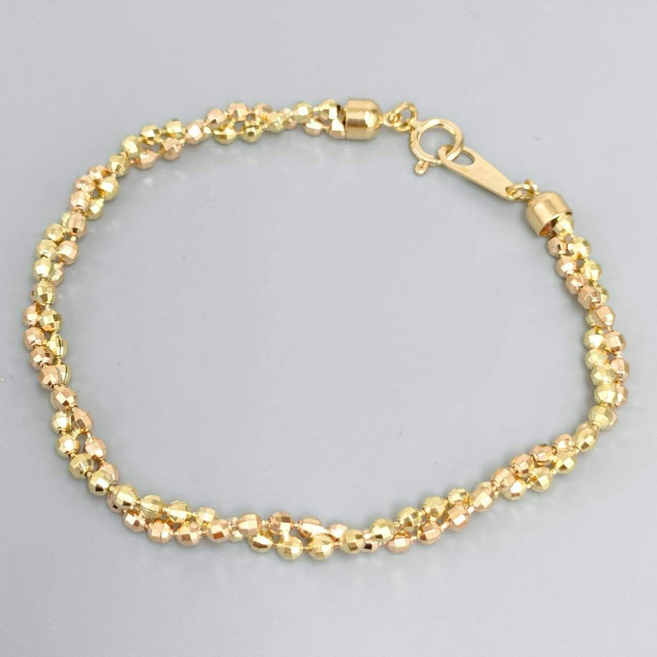 18金 K 18 ダブル ミラーボールデザインブレスレット 造幣局刻印 レディース 7 78 g 18㎝ D 833