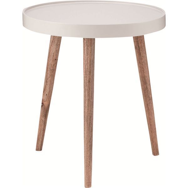 ポイント14倍 12 5 トレーテーブル 大 約φ45 H 50 cm ホワイト 組立式