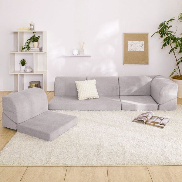 ポイント14倍 12 5 フロア コーナーソファ 3点セット ハニカムグレー 1人掛け 2人掛け コーナー ソファセット フロアソファ ローソファ