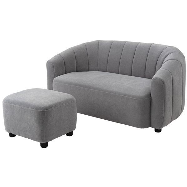 ポイント14倍 12 5 ソファ＆オットマン 約W 133 51×D 74 41×H 64 36×SH 36 cm グレー 組立式