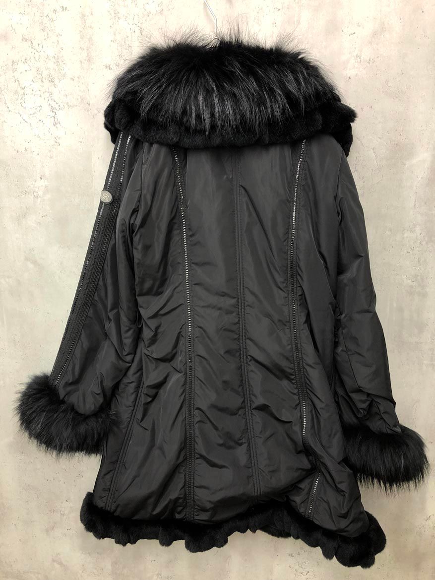 美品 伊太利屋 イタリヤ 中綿 コート ファー ロング ヒョウ柄