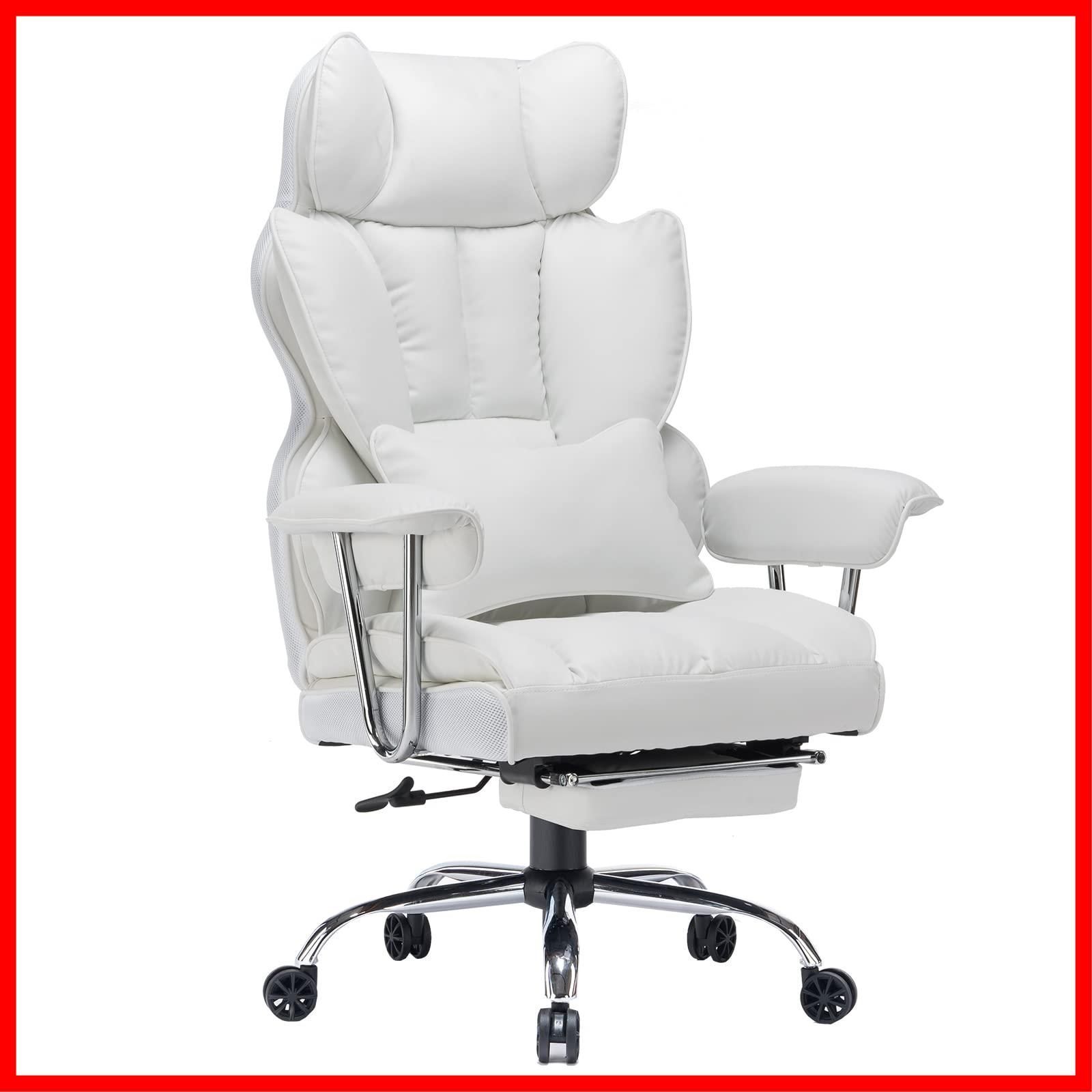 デスクチェア オフィスチェア 座り心地最高 椅子 テレワーク ゲーミングチェア 社長椅子 伸縮 のオットマン SKYE 高さ調節機能 ホワイト