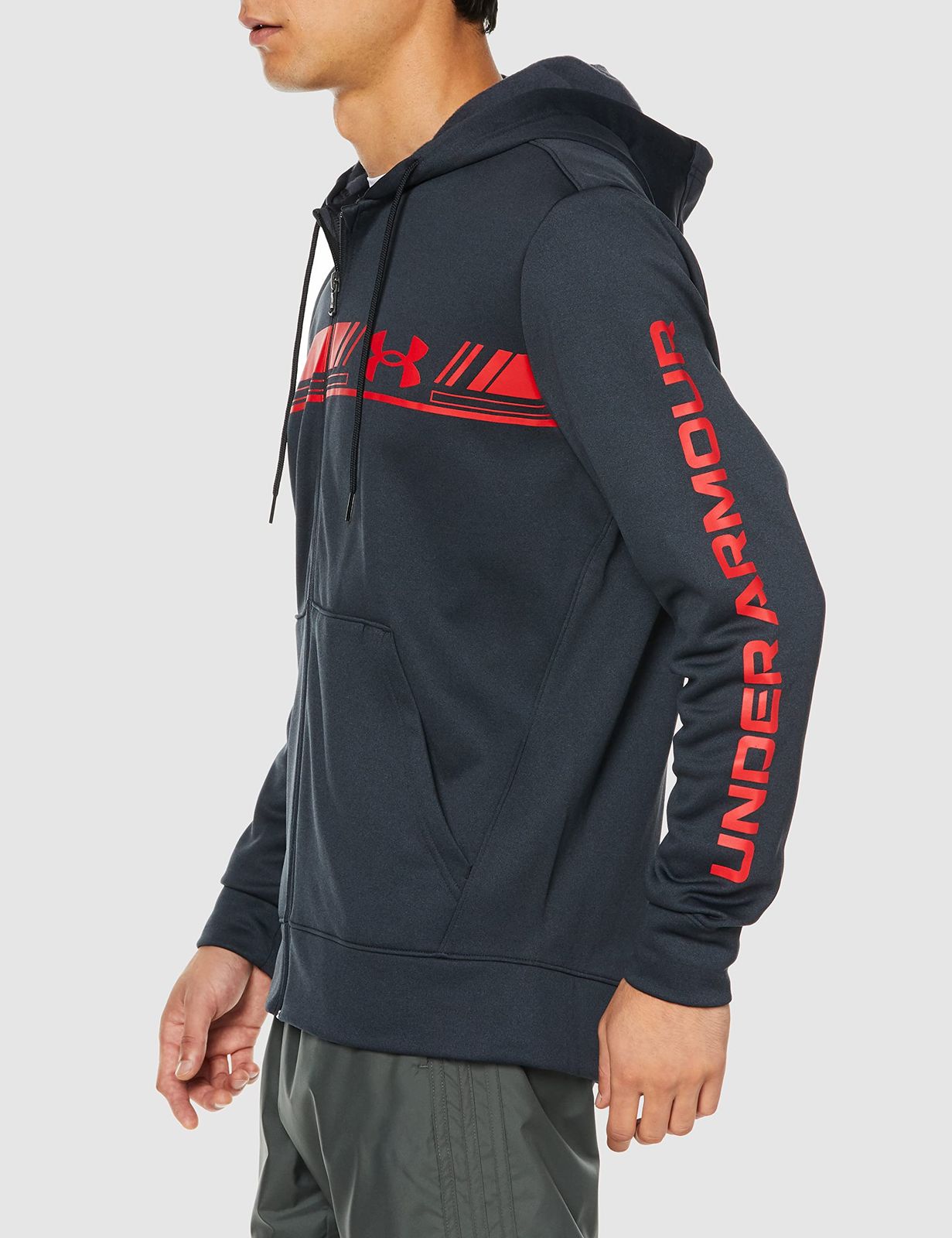 [アンダーアーマー] UA ARMOUR FLEECE BAR LOGO FULL ZIP [Black / / Red] [L]