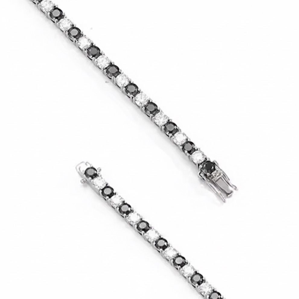 唯一無二の交互デザイン】ホワイト×ブラックモアサナイト3mm テニス