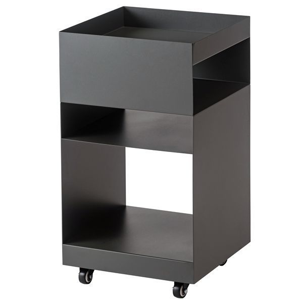 ポイント14倍 12 5 サイドテーブルワゴン 約W 35×D 35×H 62.5 cm ダークグレー 組立式