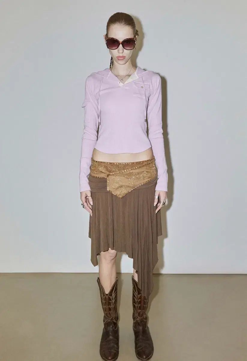 SCULPTOR スカート Beaded Jersey Skirt Brown