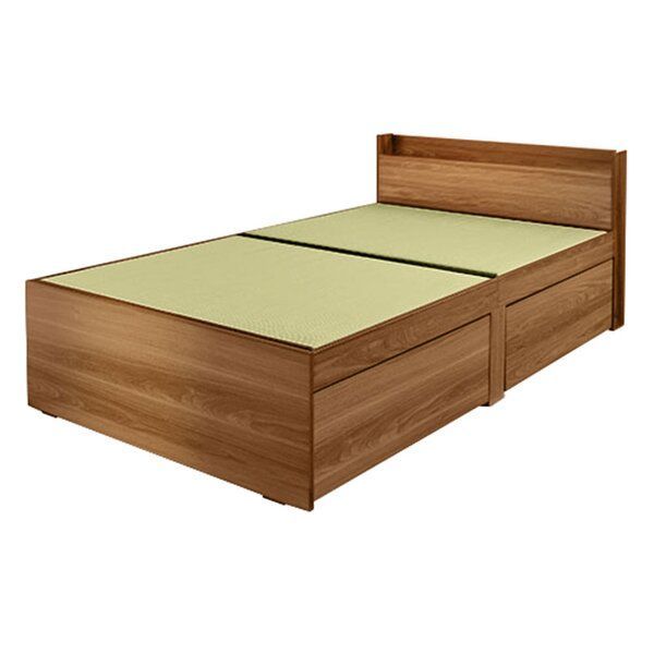 ポイント14倍 12 5 宮 引き出し付樹脂張り畳ベッドII ライトブラウン ハイタイプ シングル 組立品