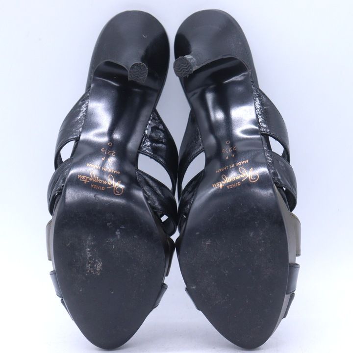 銀座カネマツ ミュール サンダル ハイヒール ブランド 靴 日本製 黒
