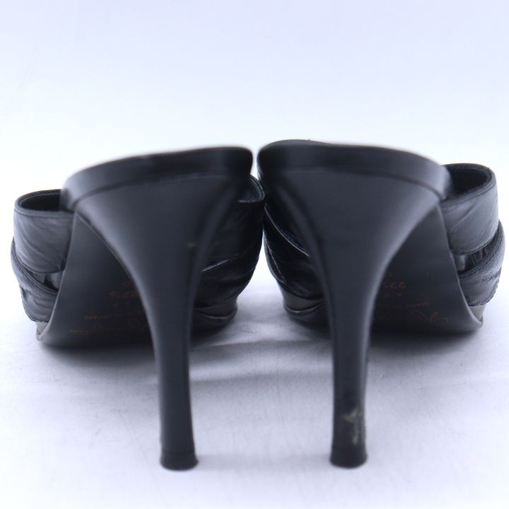 銀座カネマツ ミュール サンダル ハイヒール ブランド 靴 日本製 黒