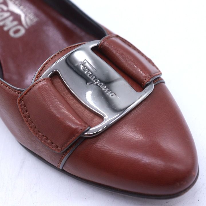 フェラガモ パンプス シューズ ブランド 靴 イタリア製 レディース 6. ブラウン FERRAGAMO