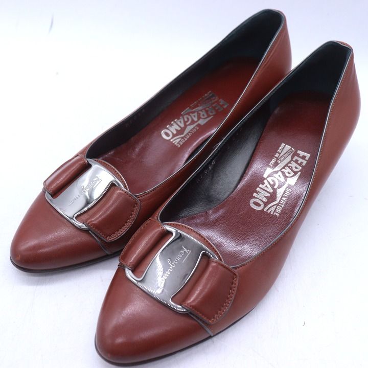 フェラガモ パンプス シューズ ブランド 靴 イタリア製 レディース 6. ブラウン FERRAGAMO