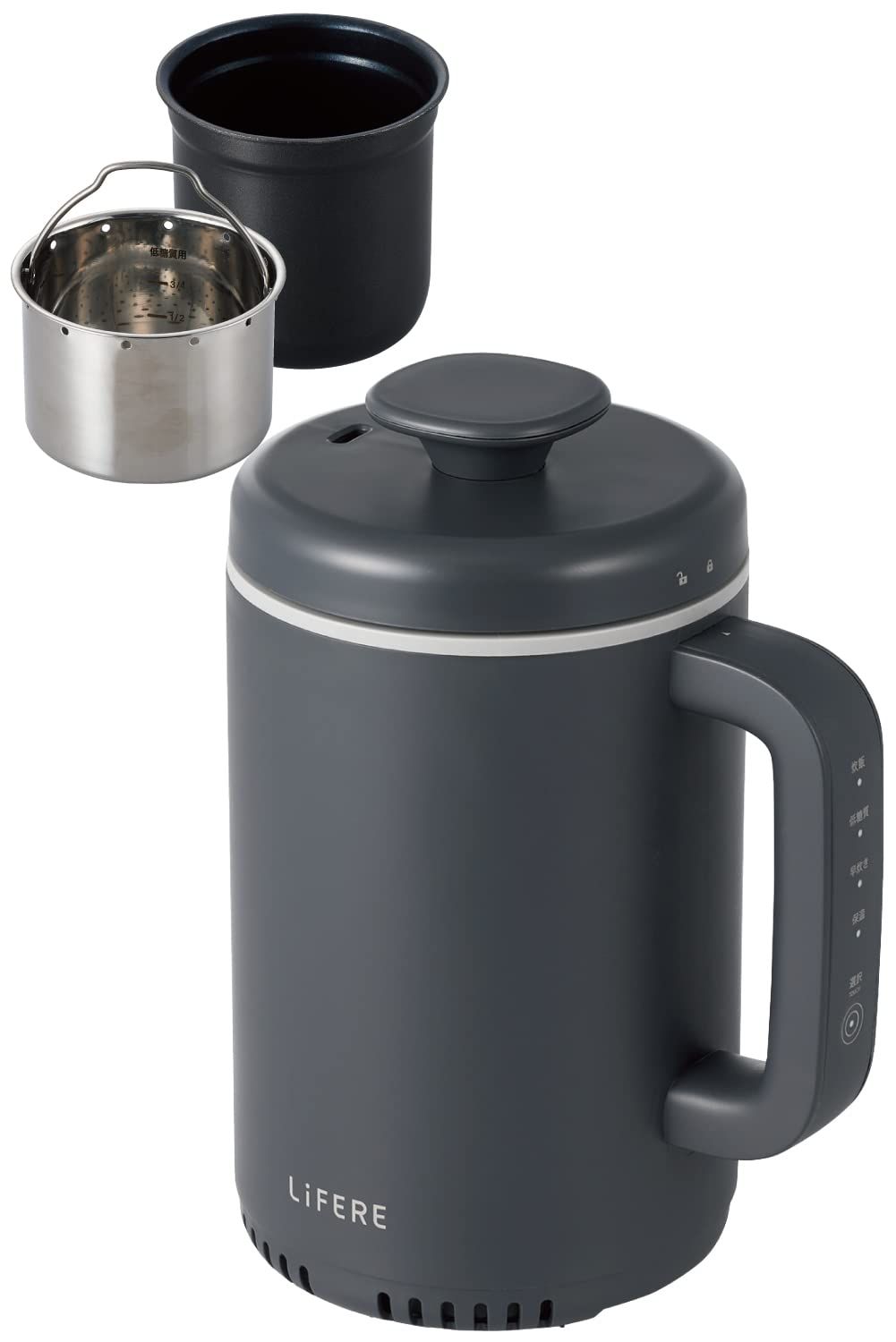 エレコム IH炊飯器 小型 1合炊き コンパクト設計 低糖質モード 一合厚釜採用 ひとり暮らし用 ケトルサイズ LiFERE ブラック HAC 1