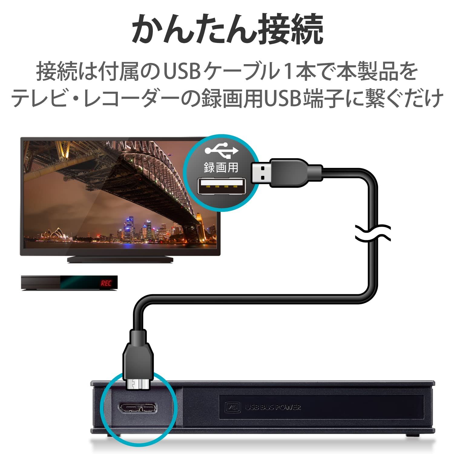 エレコム ポータブルHDD ハードディスク 4TB PC/テレビ録画用 USB3.2 