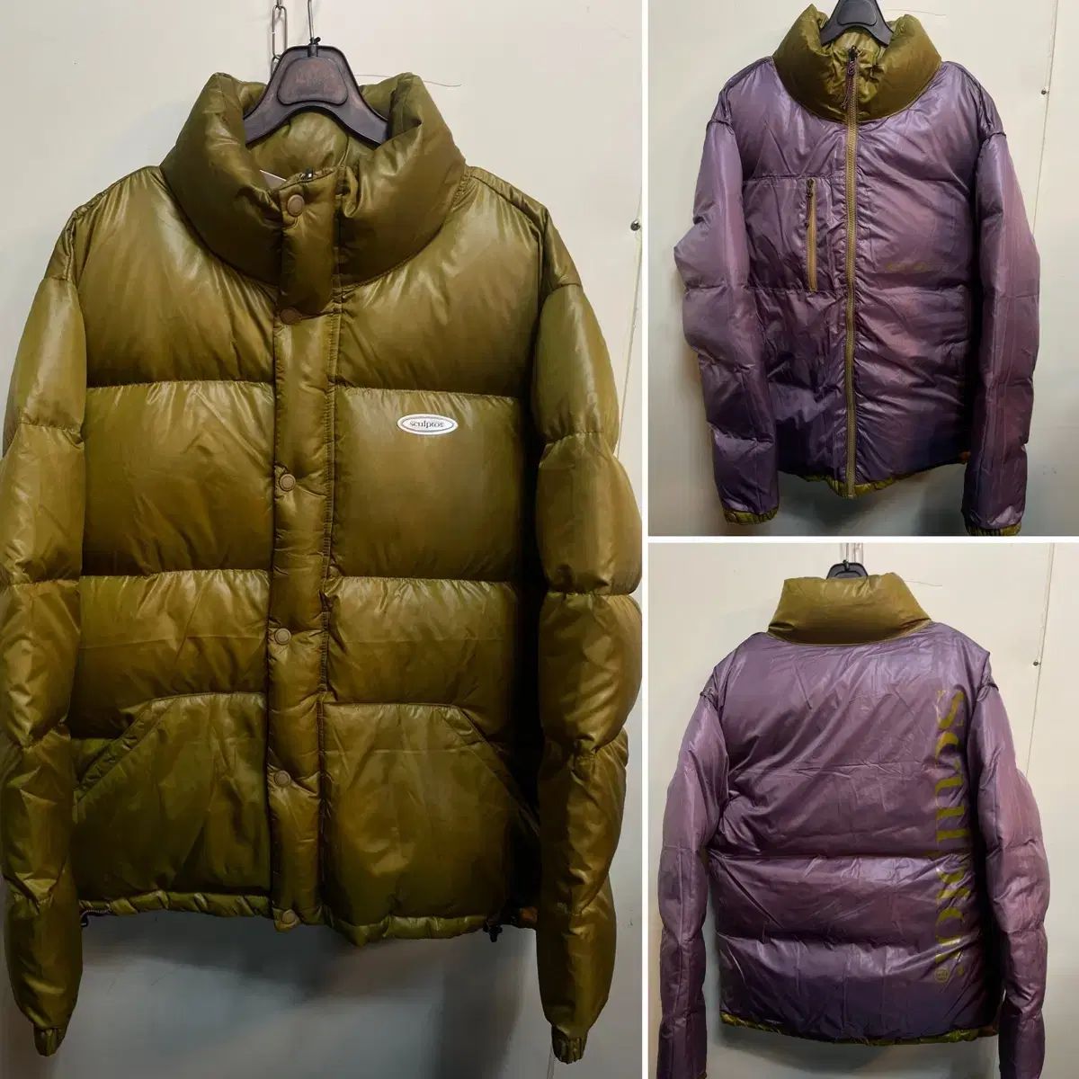 スカルプター リバーシブル ダウン カーキ Puffer Down SCULPTOR 