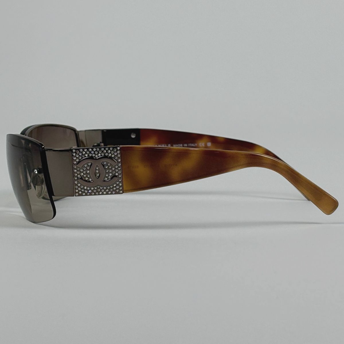シャネル CHANEL ココマーク サングラス ラインストーン アイウェア デミ柄 プラスチック ブラウン 4117 B レディース