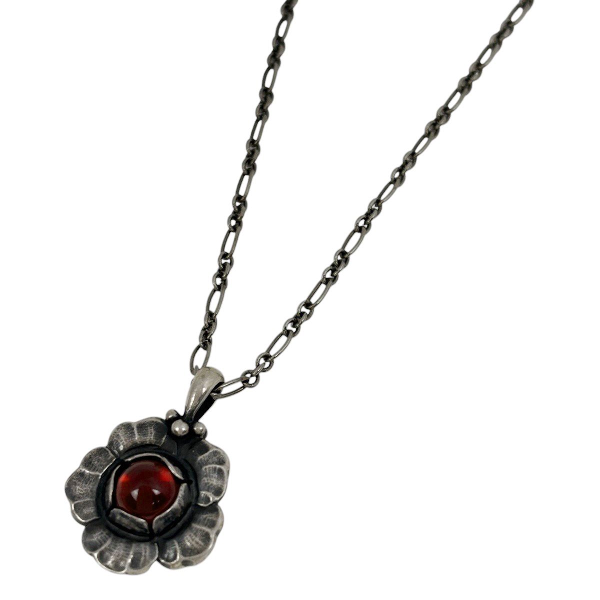 訳あり品 ジョージジェンセン 2002 ガーネット ネックレス 花 フラワー ジョージジェンセン Georg Jensen デザイン ネックレス ヘリテージ