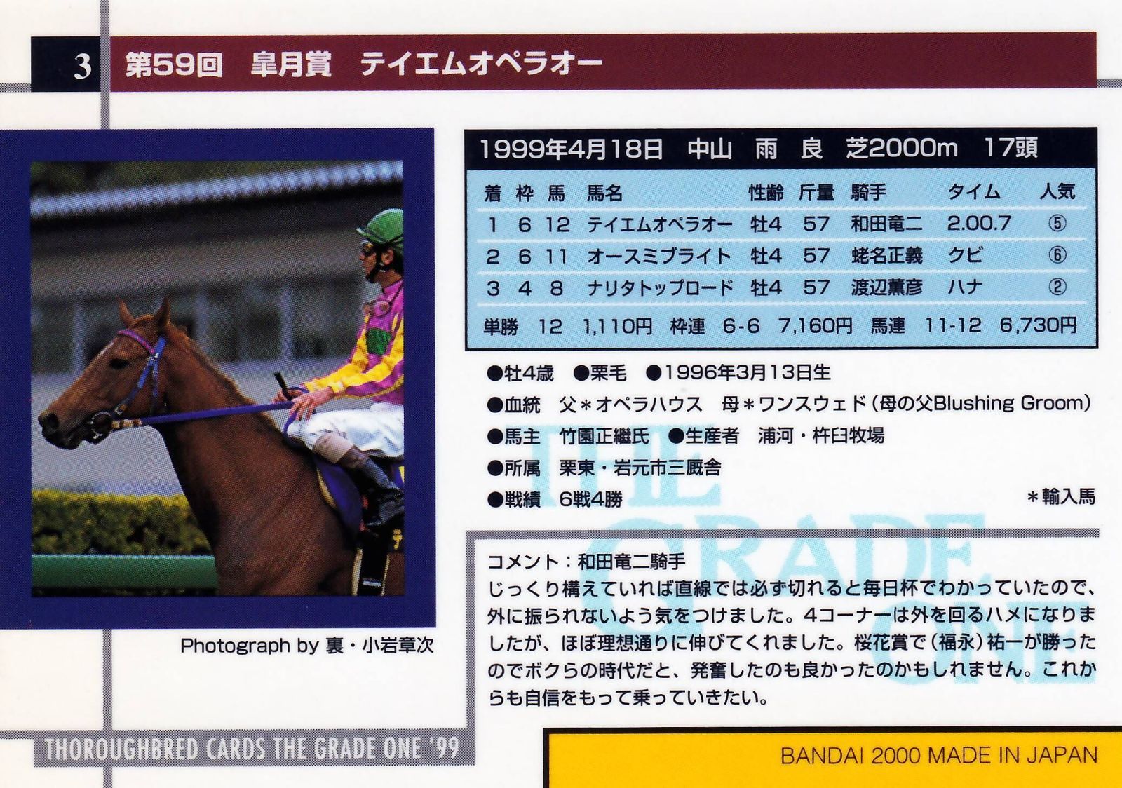 テイエムオペラオー：第59回 皐月賞(ミラー仕様)「THE GRADE ONE 1999