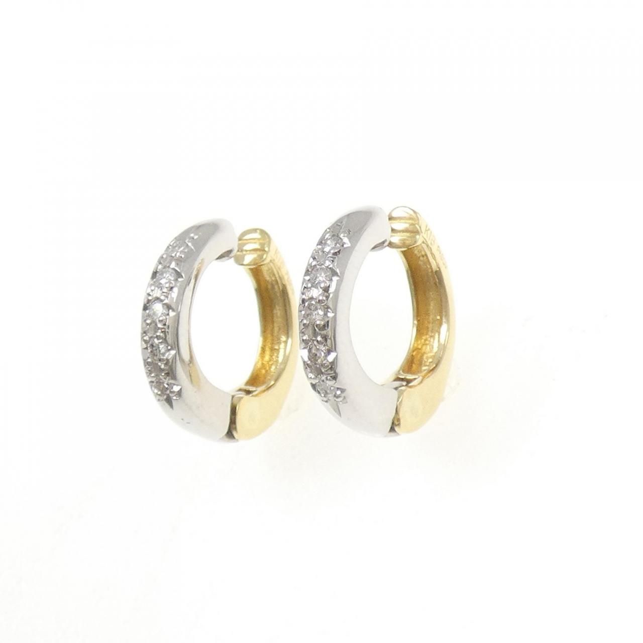 K 18 YG PT 900 ダイヤモンド イヤリング 0.10 CT