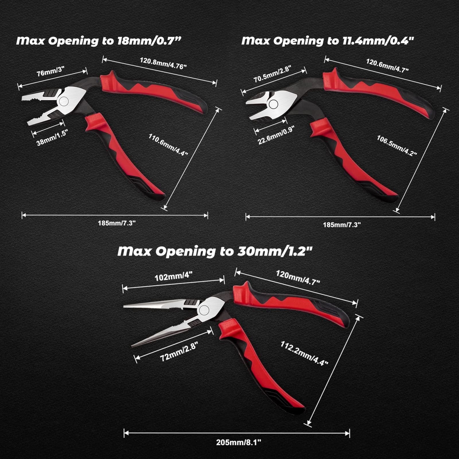  ハイレバレッジプライヤーセット 角度付きヘッド 長さ8インチ ニードルノーズプライヤー 7インチ 斜めカットプライヤー コンビネーションプライヤー プロフェッショナルハンドツール 35 労働 プライヤーセット その他 ペンチ プライヤー