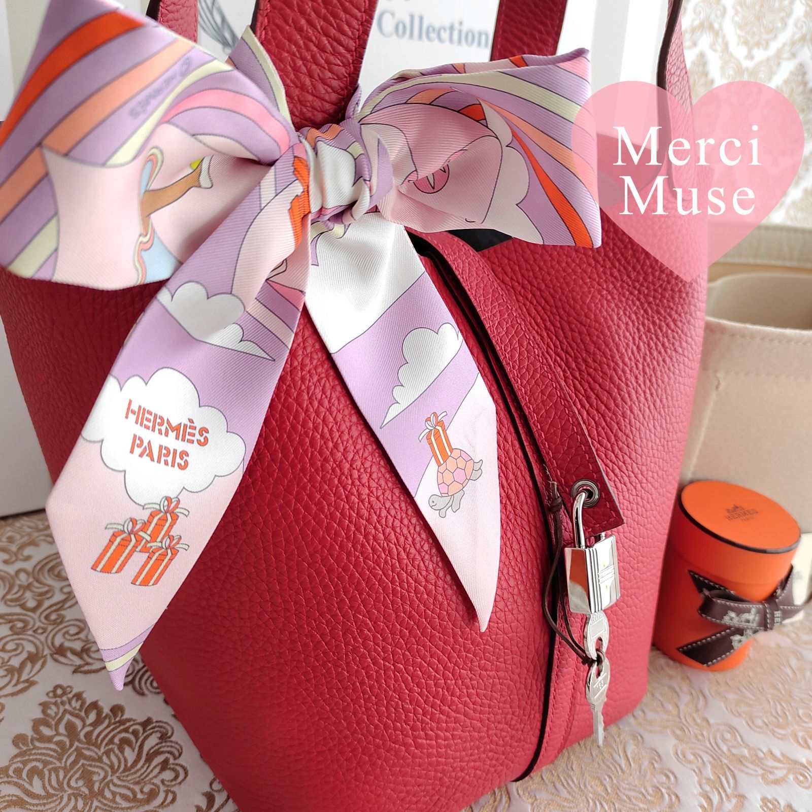 ❤お得なお品❤ピコタンロックMM22 ルージュカザック SV エルメス □Q