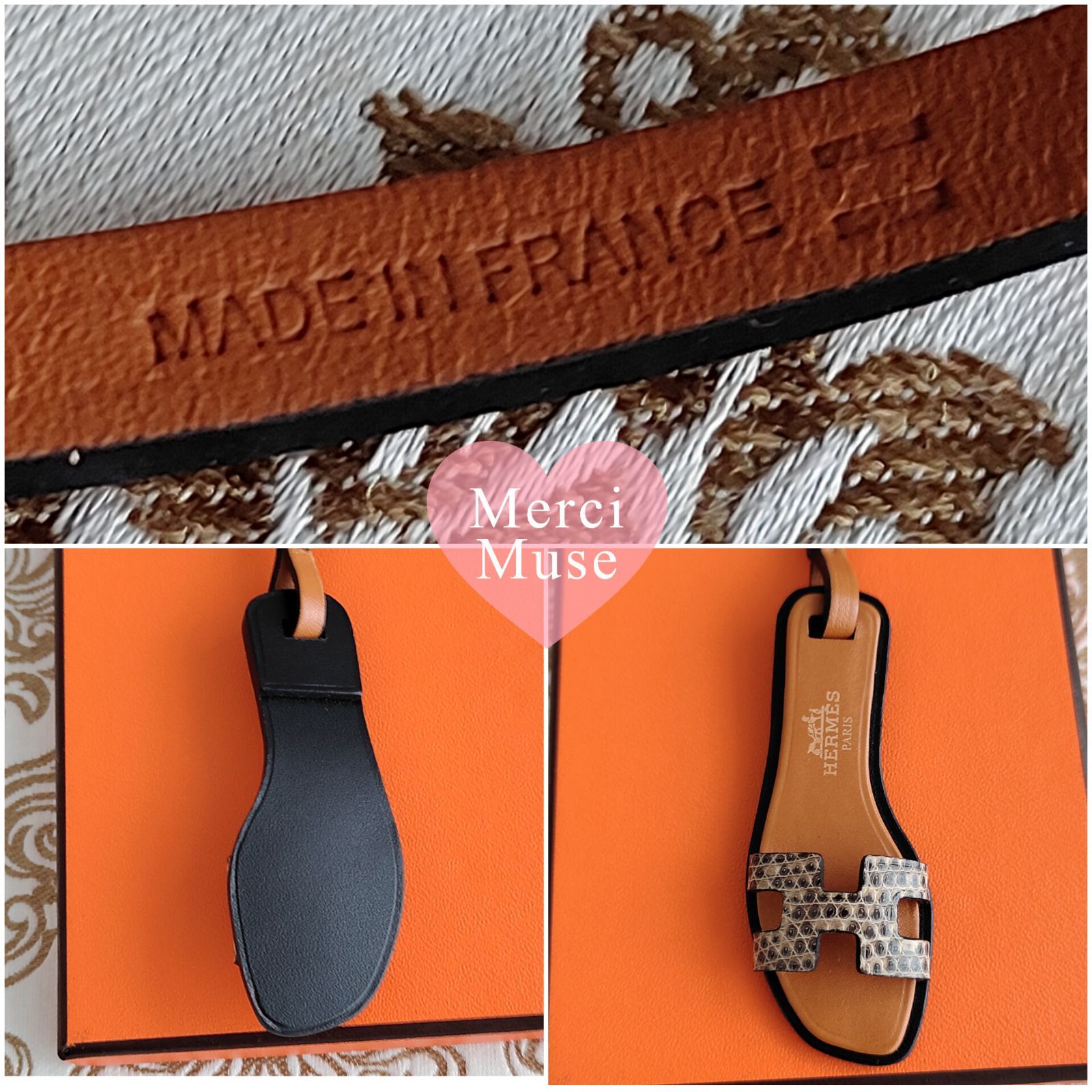 ♥お得なお品♥オランナノ サンダルチャーム ブラウン リザード