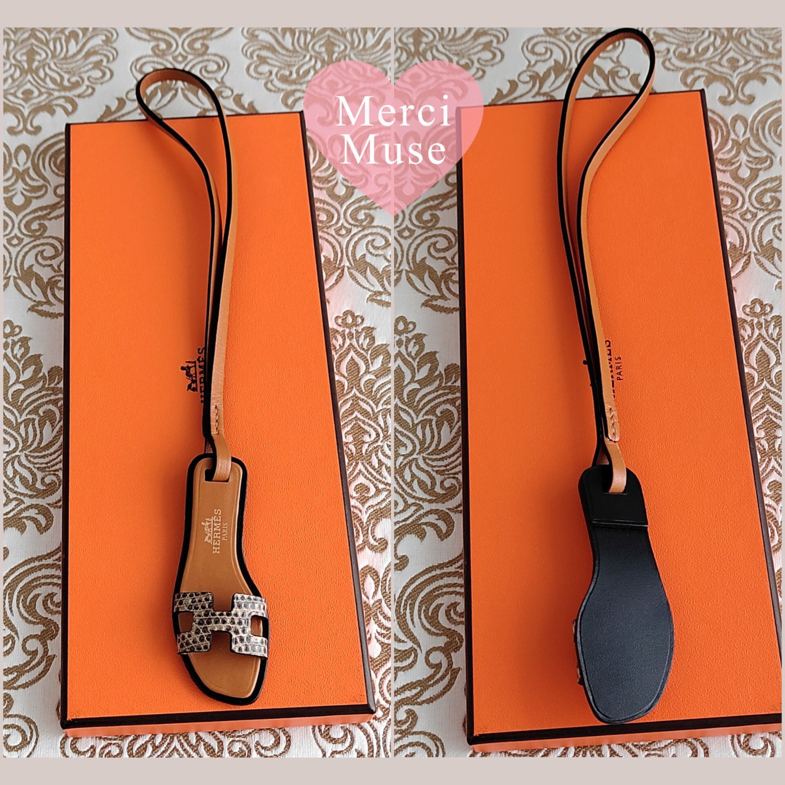 ♥お得なお品♥オランナノ サンダルチャーム ブラウン リザード