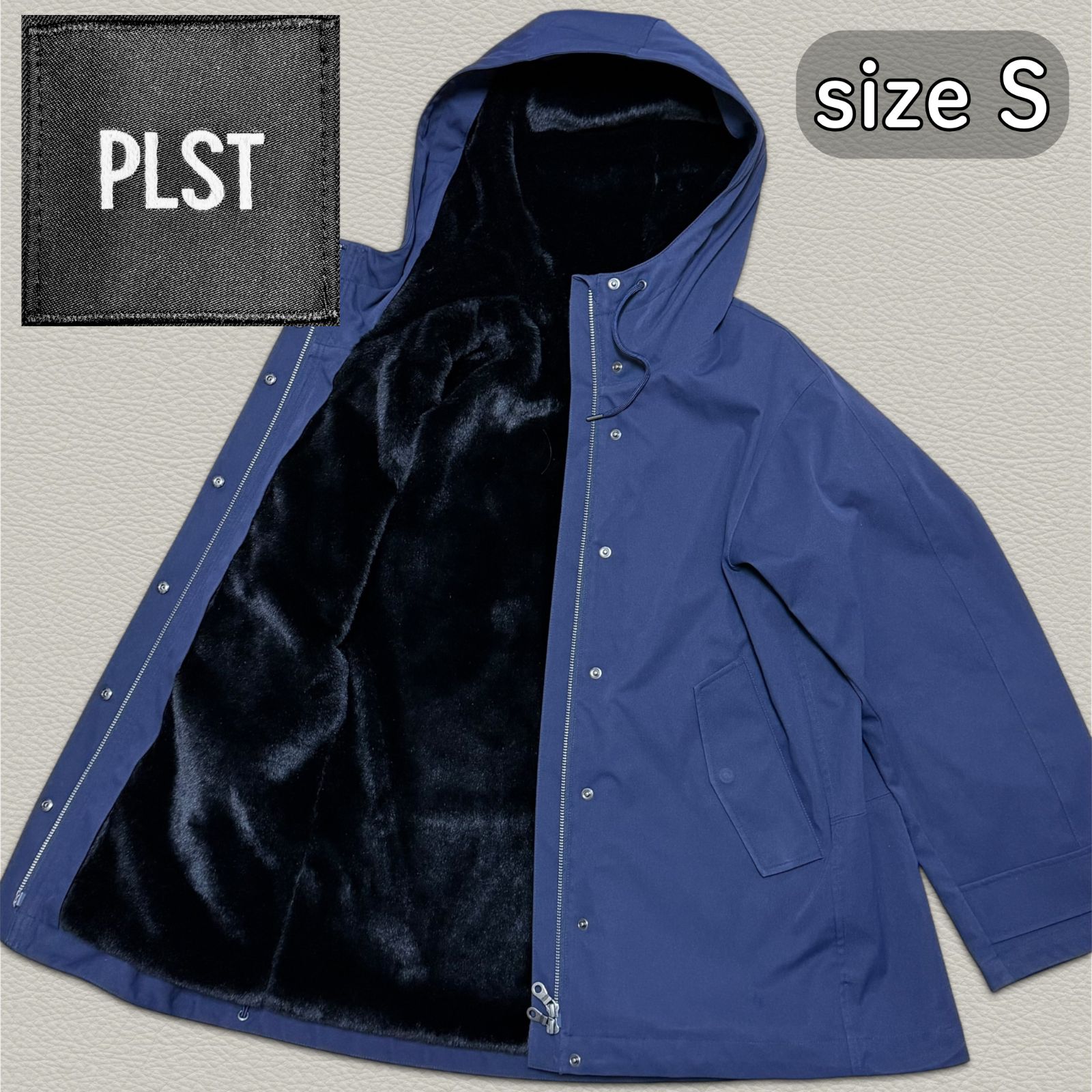 現行モデル PLST マウンテンパーカー S プラステ 紺色 2WAY ライナー付き Aライン 隠しボタン 袖口調整 ドローストリング アウター レディース 通勤 秋冬春 人気デザイン