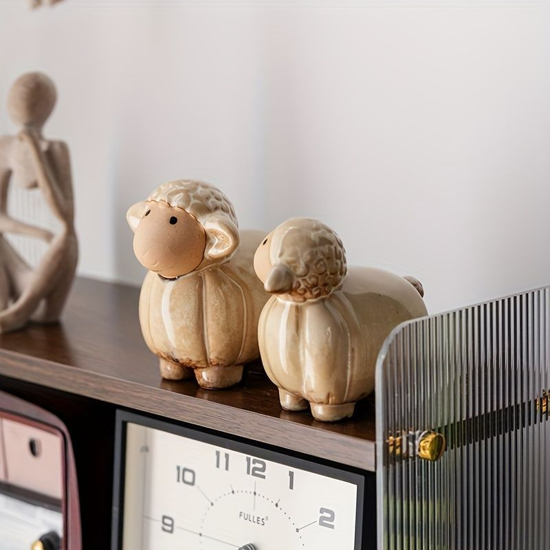  オブジェ 置物 ヒツジ 羊 2個セット インテリア リビング ダイニング 玄関 寝室 装飾 オーナメント セラミック プレゼント ギフト オシャレ 棚装飾 ミニサイズ ミニ飾り 置物 インテリア小物