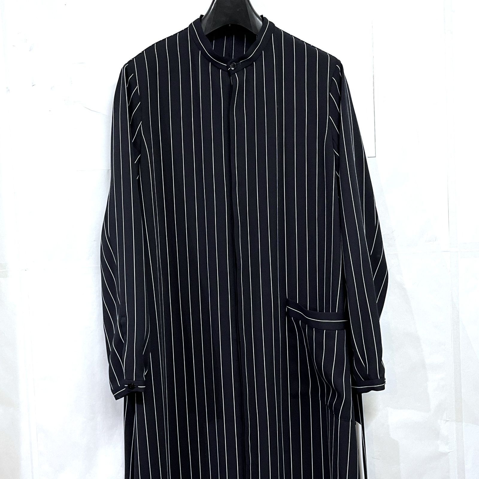 bajra バジュラ 145 FB 01 バンド ストライプ ロングブラウス シャツワンピース