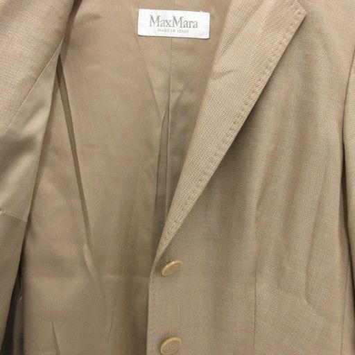 ★美品★ Max Mara　テーラードジャケット　白タグ　カシミヤ混　黒　L相当 マックスマーラ MAX MARA 白タグ テーラードジャケット ブレザー