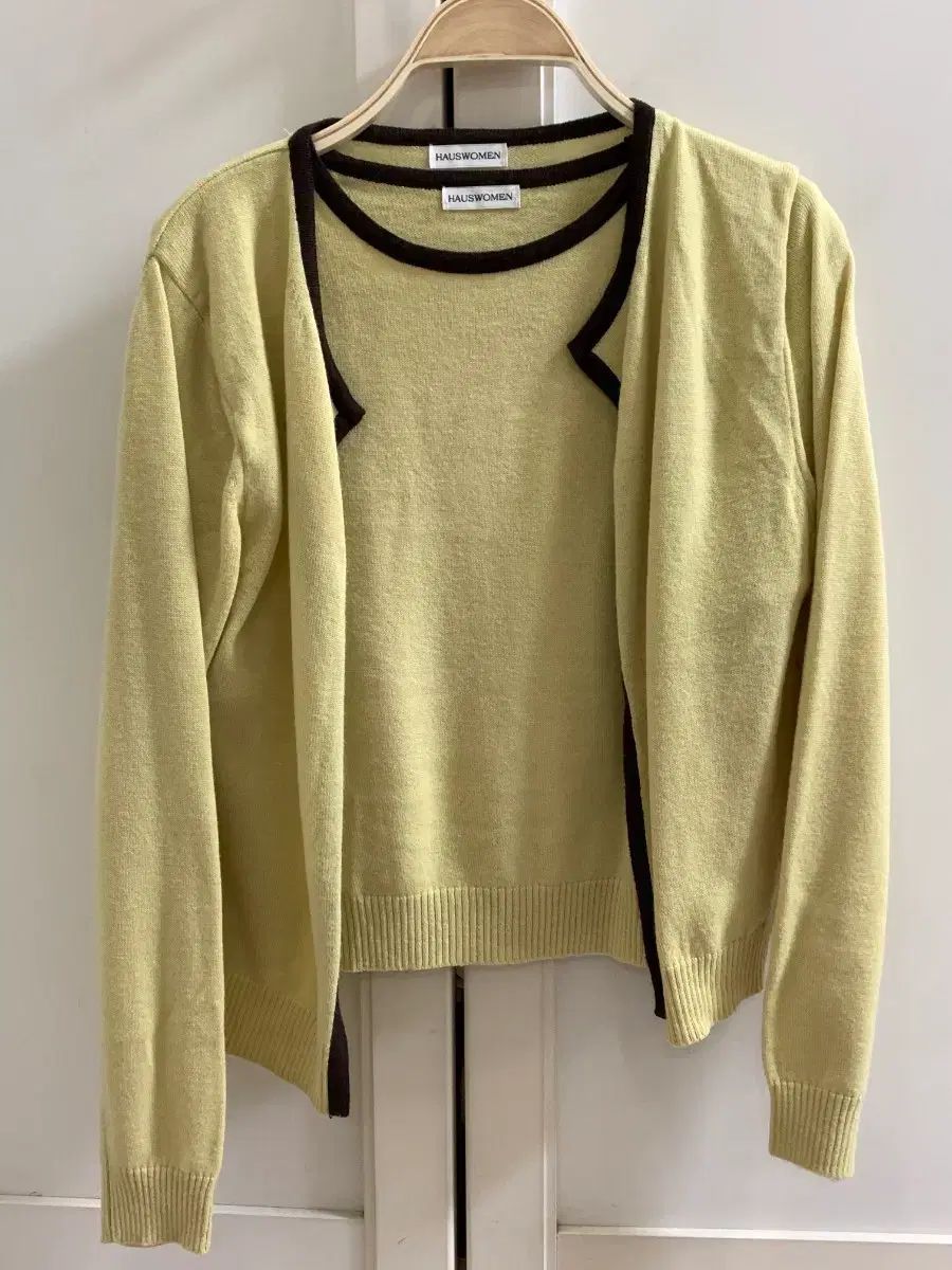 ハウス ハウス 九井 一バウンド ニット半袖 カーディガン セット 黄色 ブラウン