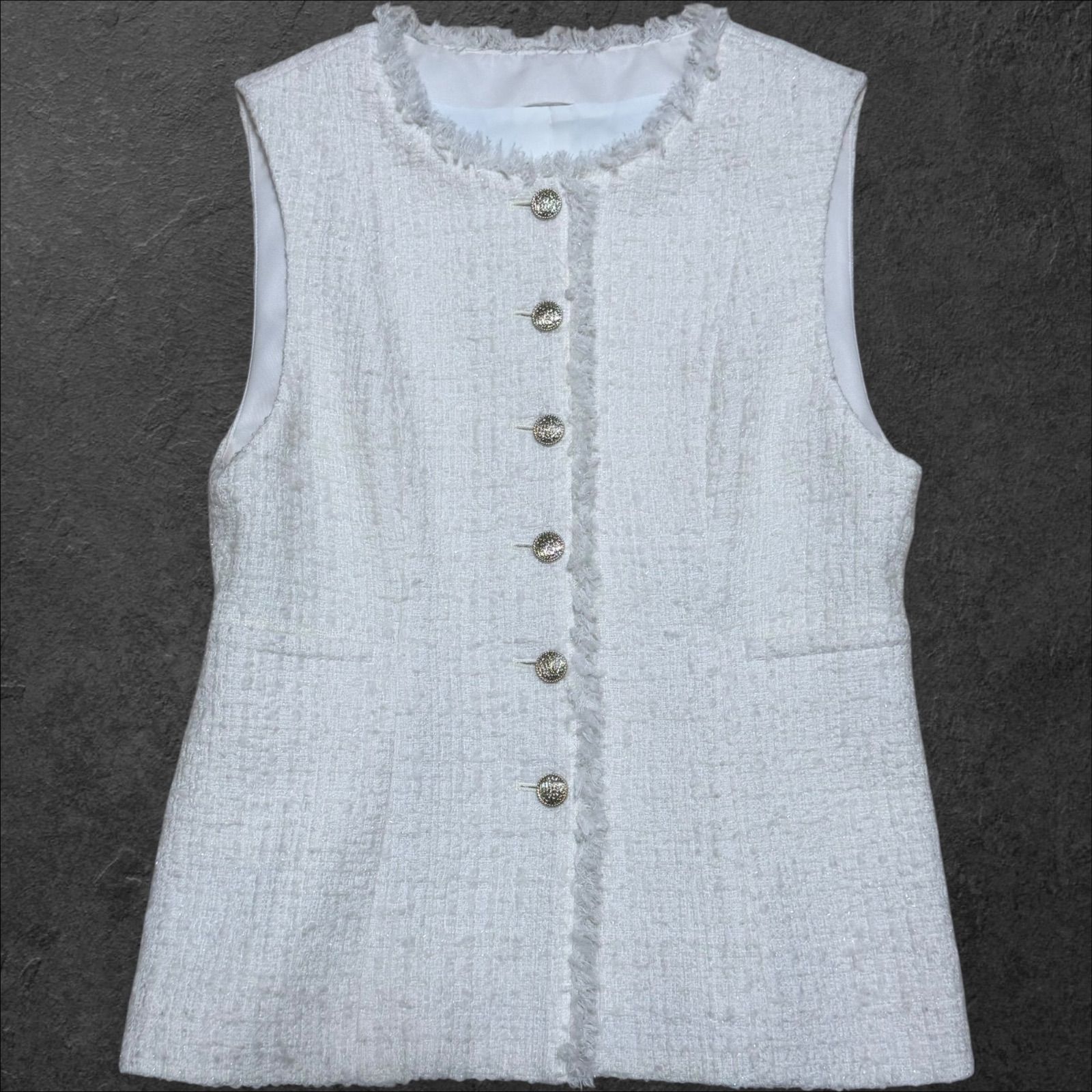 24SS】ANAYI フィルムツイードペプラムジレ 36 ベスト ラメ入り