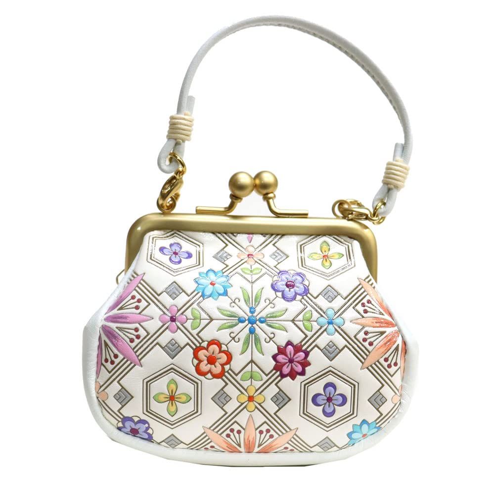 浅草文庫 】 友禅染 手紐付 がま口 コインケース 小銭入れ 花菱 はなびし 柄 江戸小紋