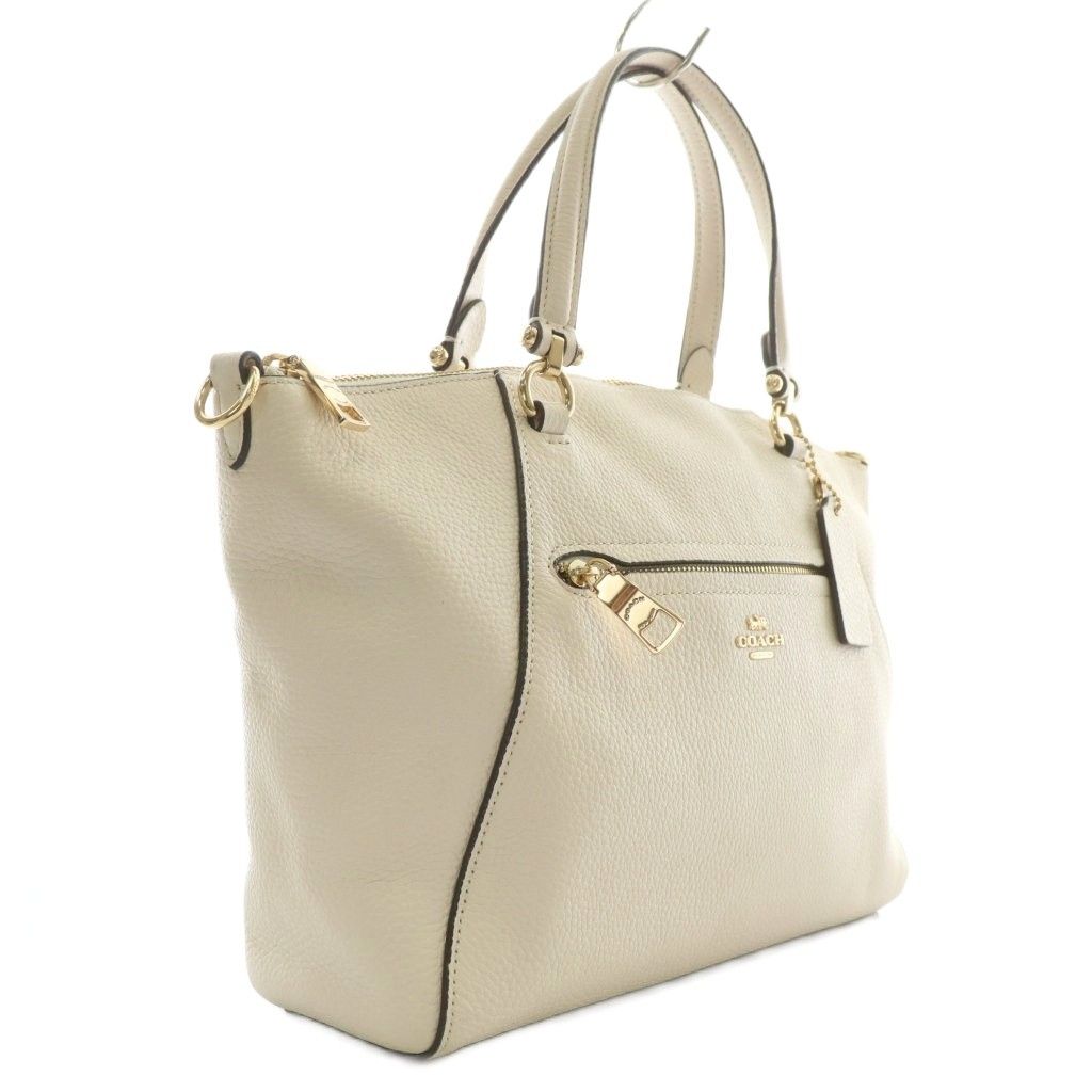 ★美品★コーチ COACH 2WAY レザー ハンドバック シボ革 ゴールド金具 コーチ COACH ハンドバッグ レザー ロゴ ゴールド金具 白 ホワイト