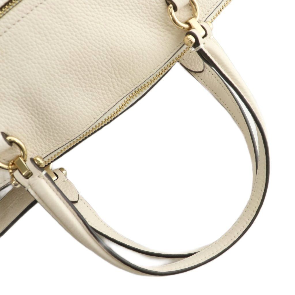 コーチ COACH ハンドバッグ レザー ロゴ ゴールド金具 白 ホワイト