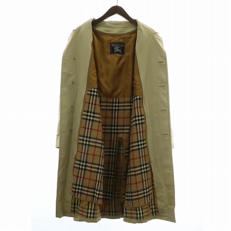 バーバリーズ ロングコート 比翼 ホースロゴボタン ノバチェック ベージュ XL バーバリーズ Burberrys ステンカラーコート アウター ロング 裏地ノバ