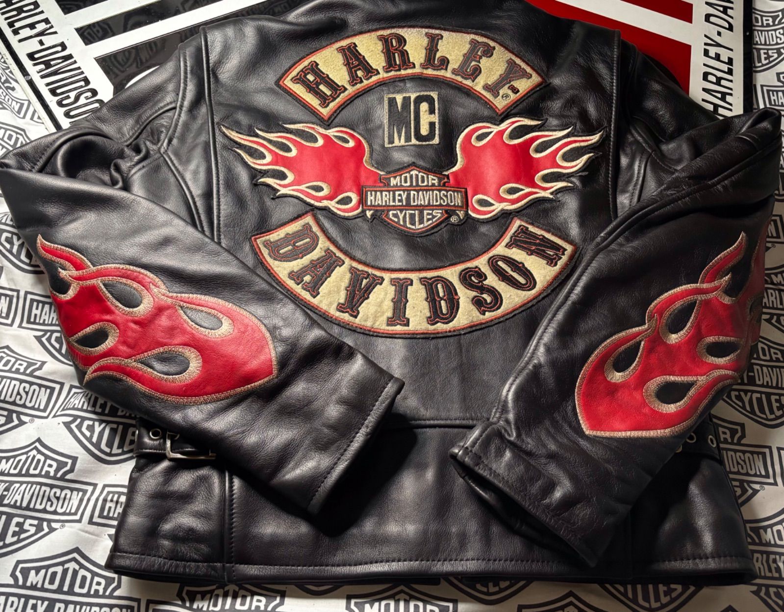⭐️ ハーレーダビッドソン 背面&袖・金糸・本革製パッチの限定