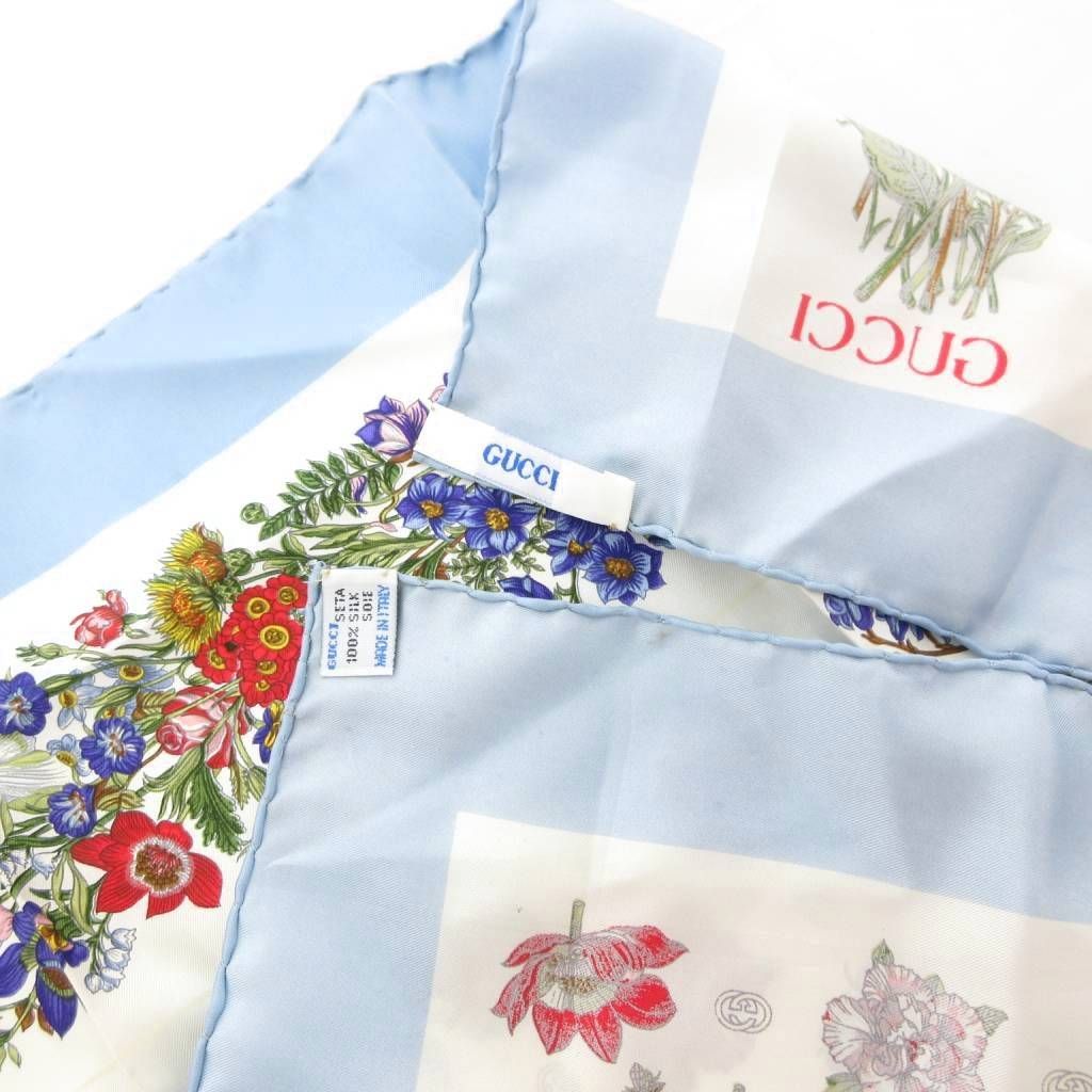 グッチ GUCCI スカーフ シルク 絹100％ フラワー 花柄 インター