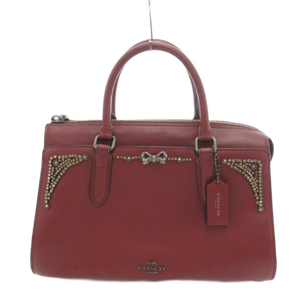 【中古】コーチ COACH セレーナゴメス ハンドバッグ ショルダー 2WAY レザー ビジュー リボン 赤 レッド 39289 /UO コーチ COACH セレーナゴメス ハンドバッグ ショルダー 2WAY レザー