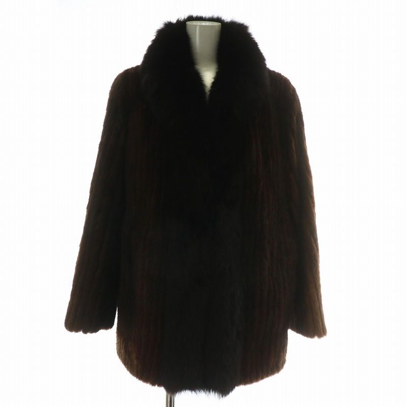 ノーブランド ファーコート アウター 毛皮 ミンク 襟フォックスファー