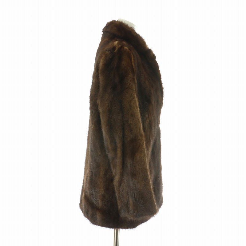 ノーブランド ファーコート アウター 毛皮 ミンク ミドル 裏地刺繍 9 M
